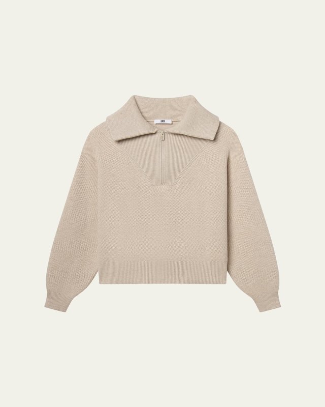 Cozy Cotton Silk Collared Half-Zip Pullover